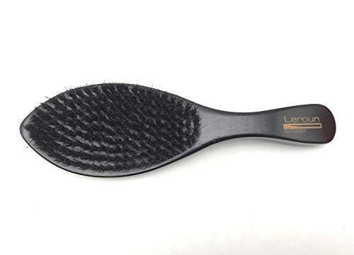 Leroun Curve Wave Brush - Medium Hard Curve Wave Brush - Wooden Handle - True 360 Wave Brush - Wave Hair Brush with Boar Bristles (Black Colored Brush)