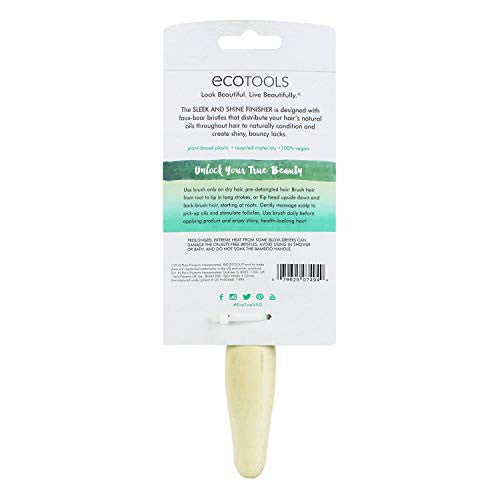 EcoTools Cruelty Free and Eco Friendly Sleek and Shine Finisher Hairbrush, Made with Recycled and Sustainable Materials