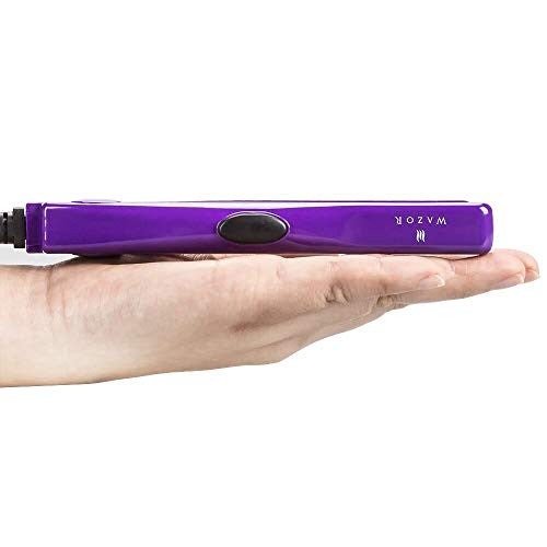 2nd Generation Professional Dual Voltage Travel Size 0.5 inch Mini Flat Iron Tourmaline Ceramic Hair Straightener Purple