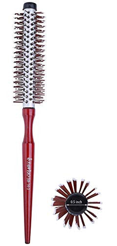 Small Round Brush for Blow Drying Short Hair, 1.3 Inch Mini Roller Hair Brush with Nylon Bristles for Volume, Styling, Curling & Curly, Wavy, Thick, or Thin Hair on Men & Women