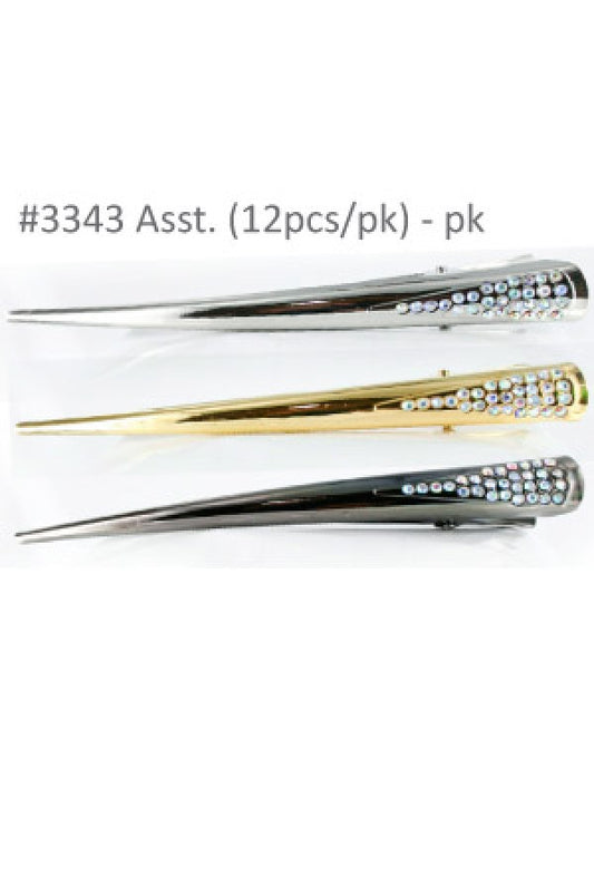 Hair Long Clip 3343 Asst (12pcs/pk)-pk