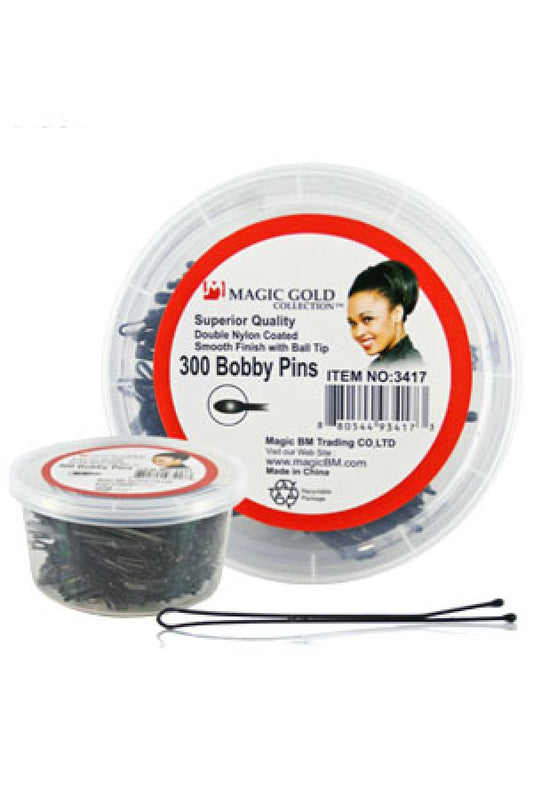 Magic Gold-3417 300 Bobby Pins (large) Black -jar