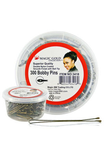 Magic Gold-3418 100 Bobby Pins (Large) Gold -jar