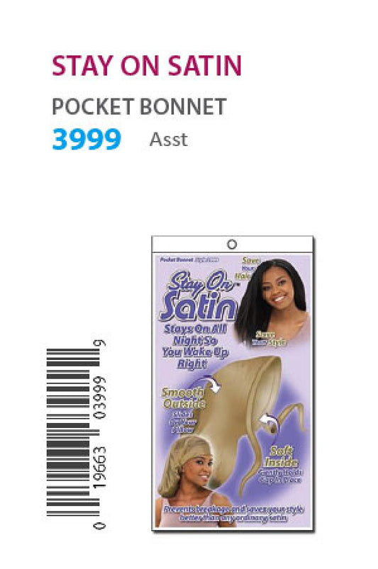 3999 Stay on Satin Pocket Bonnet (Asst) -dz