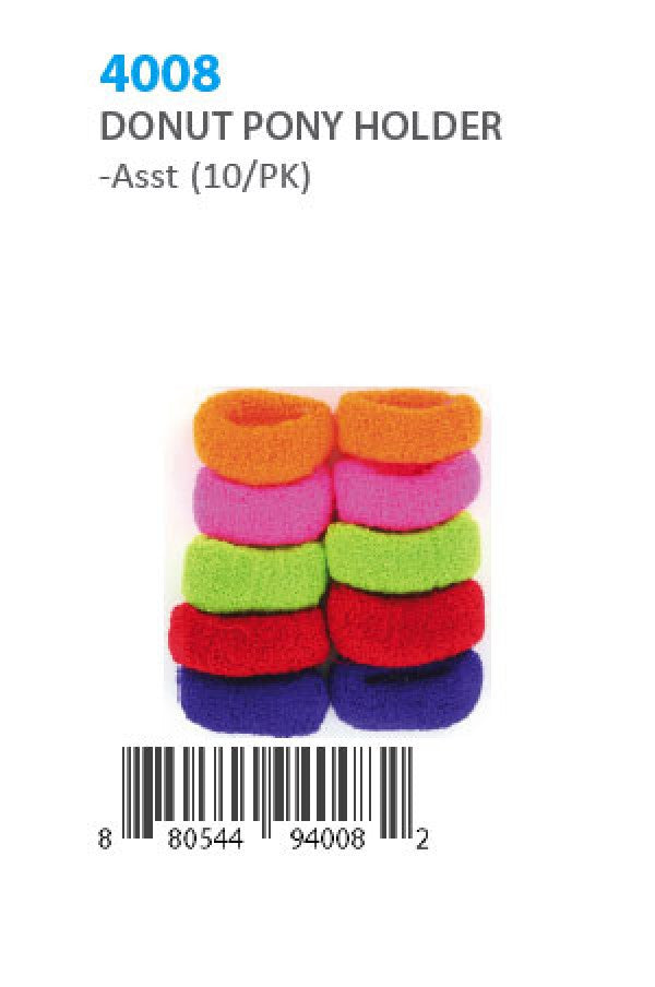 Donut Ponytail Holder 4008 Asst (10/pk)