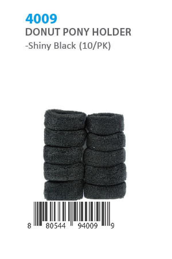 Donut Ponytail Holder 4009 Shiny Black  (10/pk)