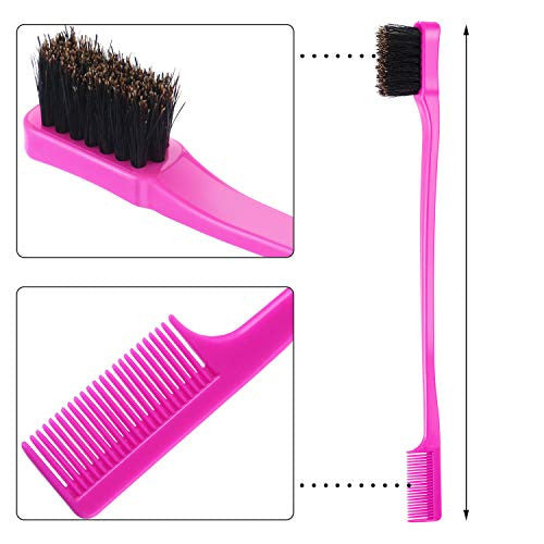 BBTO 10 Pieces Hair Edges Brushes 2 In 1 Edge Control Brushes Comb Double Sided Edge Brushes (Rose)