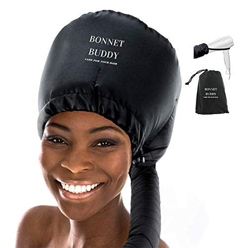 Bonnet Hood Hair Dryer Attachment - Extra Large Soft Adjustable Hair Dryer Attachment for Handheld Hair Dryer - for Natural Textured Curly Hair - Deep Conditioning and Drying Heat Cap - Bonnet Buddy