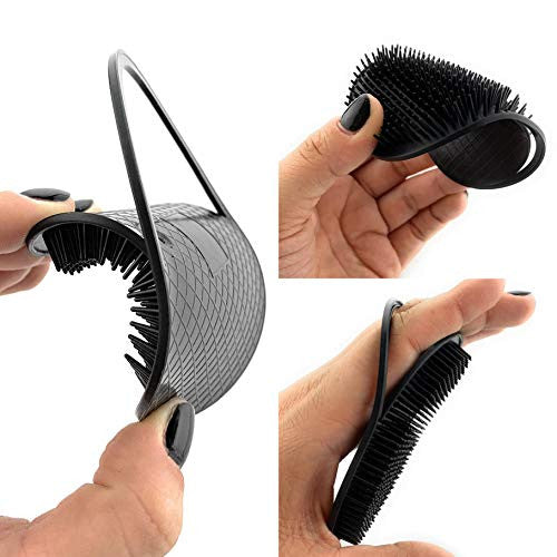GBS 6pcs Black Shower Palm Brush for Men OR Women, Portable Hair Brushes Beard Shampoo Brushes Pocket Comb Scalp Massager Brush for Travel