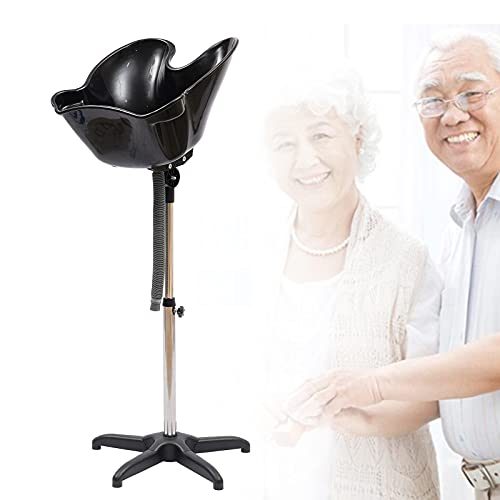 Height Adjustable Portable Salon Deep Shampoo Basin Sink Hair Treatment Bowl with Drain Hose, 37.01-48.03 inch, Hair Treatment Barber Bowl Tool for Home Barber Shop Beauty Salon Spa Equipment