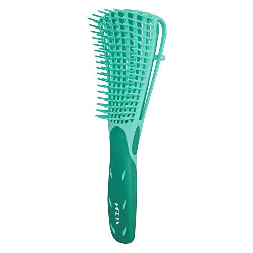 Heeta Detangling Brush, Detangler Brush for Dry and Wet Hair, detangling comb for Afro American Hair 3A to 4C Wavy Kinky Curly Coily Hair for Women and Men (Green)