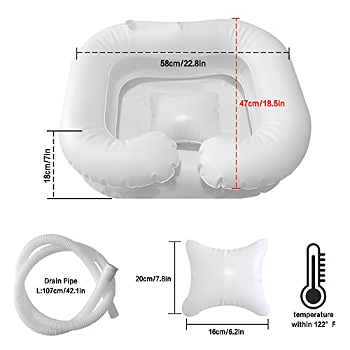 Bassin de lavage de cheveux gonflable, douche de chevet portable, bassin de shampoing gonflable pour chevet, laver les cheveux au lit, pour blessés, personnes âgées, alités, handicapés, nettoyer facilement les cheveux