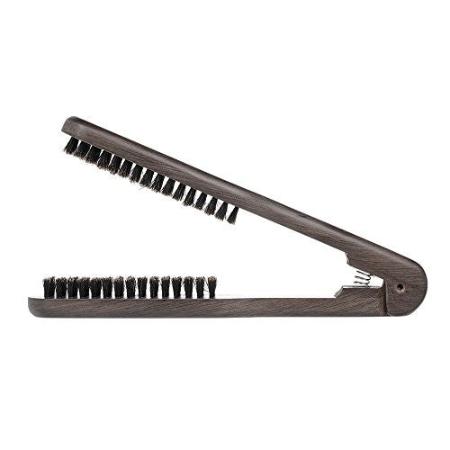 Anself Hair Straightening Comb Double Sided Brush Clamp Straightener Natural Fibres (02#)