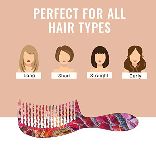 Wet Brush Hair Comb Detangler Wide Tooth Comb for All Hair Types (Pink Slate) (0620WMAGICP)