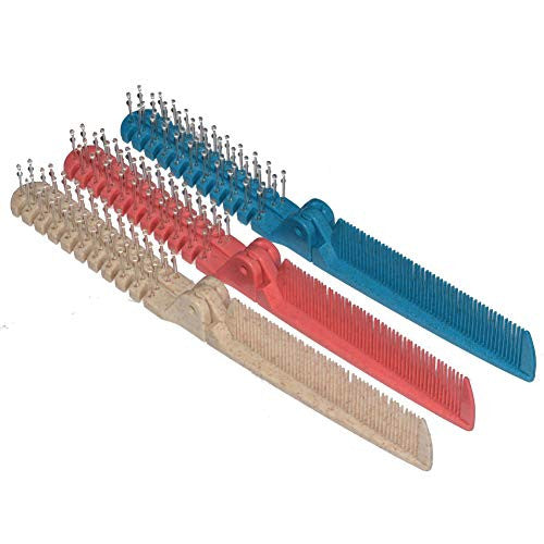 3Pcs Portable Travel Comb Pocket Folding Hair Brush Massage Detangle Hair Comb Anti-static Hairdressing Tools Set From Queenme (Mix 3pcs Wheat Color)