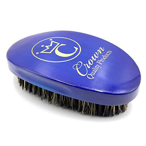 Crown Quality Products Royal Blue Medium Bristle Contour Wave Brush - “THE ORIGINAL” Curved Wave Brush - 360 Waves in Days