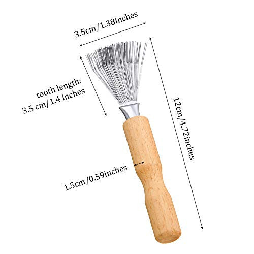 4 Packs Comb Cleaner Hair Brush Cleaning Tool Hair Brushes Cleaner Tool Hair Brush Cleaner Comb Mini Hair Dirt Remover Brush with Metal Wire Rake Wooden Handle for Home and Salon Use