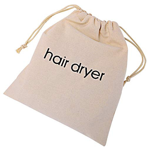 Senkary Hair Dryer Bags Drawstring Hairdryer Travel Bag Cotton Hair Dryer Storage Bag, 11.8 Inch by 13.8 Inch (Beige)