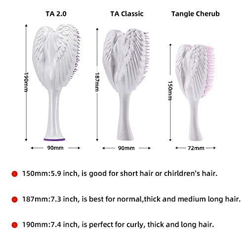 Tangle Angel Cute Hair Brush for Thick Curly Thin Long Short Wet or Dry Hair,Detangler Brush, Detangling Massage Brush for Adults & Kids Hair(150mm, Gloss white)