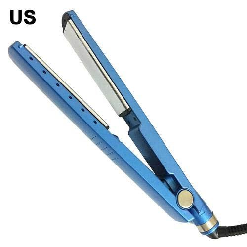 Hair Straightener Nano Titanium Hair Straightener 1,18 Inch Wide Plate Flat Iron Ultra Thin Straightener Temperature Control Splint Household (Blue, Length 29 cm)