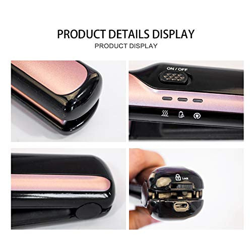 Yitrust Cordless Flat Iron for Hair Straightener Ceramic Tourmaline 1 inch Mini Travel Portable USB Charging 2400mA Shiny Every Day