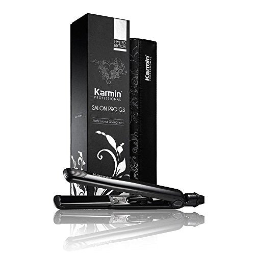 Karmin G3 Pro Professional Tourmaline Ceramic Hair Straightener/Flat Iron, 1" Black, Free Heat Matt/Carrying Case 460F, Dual Voltage