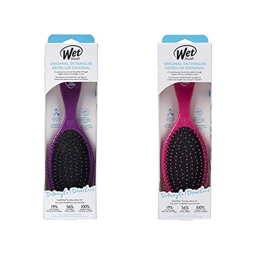 Wet Brush Original Detangler Hair Brush - Pink And Purple - Exclusive Ultra-soft IntelliFlex Bristles - Glide Through Tangles With Ease For All Hair Types - For Women, Men, Wet And Dry Hair