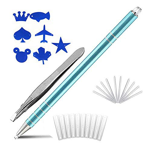 Eyebrow Hair Tattoo Razor Pen For Hair Design Art(20 Blades + 1 Tweezers + 7 Stencils) - Professional Barber Accessories Engraving Pencil Shaver Device, Magic Eye Brow Beards Styling Shaving Tool Kit