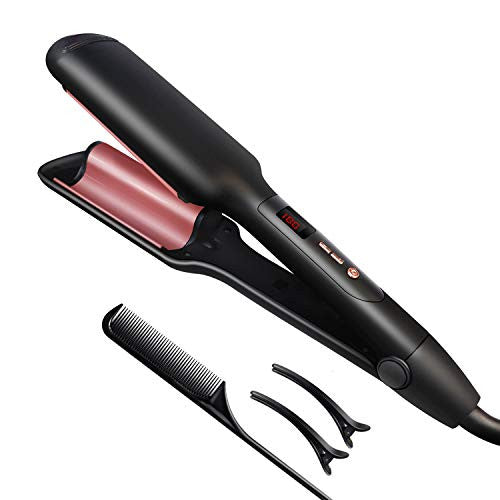 WESOPAN Crimper Hair Iron Deep Waver for Beachy Waves, Hair Waver Styling Tool Curling Iron Wand Caremic Instant Curls with Temperature Control and 110-240v Worldwide Votage
