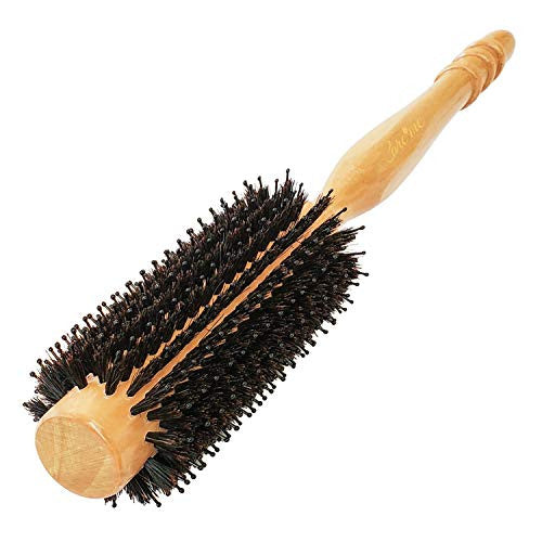 High-Density Boar Bristle Wooden Round Brush Small (1" Barrel, 2" with Bristles) for Blow-drying | Curling Short, Thin or Fine Hair - Get Salon-Like Blowouts