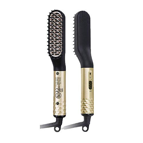 Lisseur à barbe pour hommes, peigne à lisser électrique pour barbe, mise en forme rapide pour le toilettage et la coiffure de barbe longue et bouclée, double tension 110-240V pour les voyages à domicile