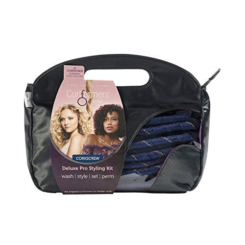 Curlformers Hair Curlers Deluxe Range Corkscrew Curls Styling Kit, 40 No Heat Hair Curlers and 2 Styling Hooks for Extra Long Hair up to 22" (55cm) long
