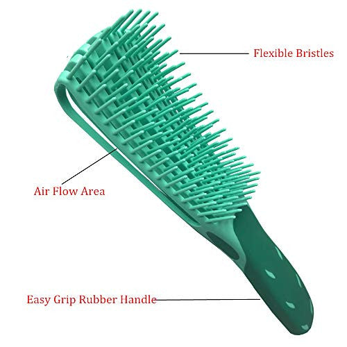 Detangling Brush for Black Natural Hair,Hair Detangler Brush for African American 3a/4b/4c Kinky Wavy,Curly,Coily,Thick Hair, Wet n Dry,Improve Hair Texture-Easy Clean (Green with Big Handle)