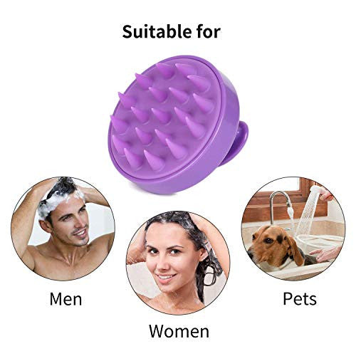 UuhairB 头皮按摩器，干湿洗发刷，手动头皮按摩刷，带柔软硅胶发刷，适用于女士、男士和宠物 - 紫色