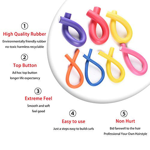 FASHION LADY 2Pack Twist Mousse Bigoudis Couleur Aléatoire Spirale Cheveux Mousse Bigoudi Rouleau Ensemble Pas de Cheveux Chauffés Flexible Mousse Twist Curls 20pcs Tiges Flex 9,5 pouces de longueur 2,0 cm de diamètre (20 tiges)