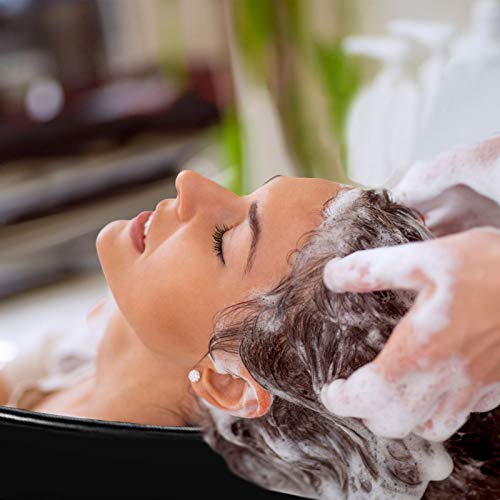 Giantex Shampoo Bowl with Height Adjustable Stand, Drain Hose, Portable Shampoo Sink for Washing Hair, Standing Salon Deep Shampoo Basin for Older Clients Kids Beauty Barber Stylist, Black