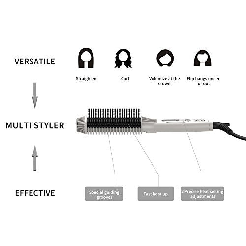 LENA Curling Iron Brush | Anti Scald Ceramic Curler | 1.4 Inch Volumizing Iron with Adjustabe Temp - Auto Shut Off - PTC Heater - Bonus Travel Case + Clips