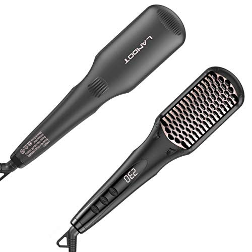 Brosse à lisser professionnelle 30 secondes de chauffage MCH plus rapide, fer à lisser ionique en céramique anti-brûlure, peigne à air chaud double tension mondial avec fonction de verrouillage de la température