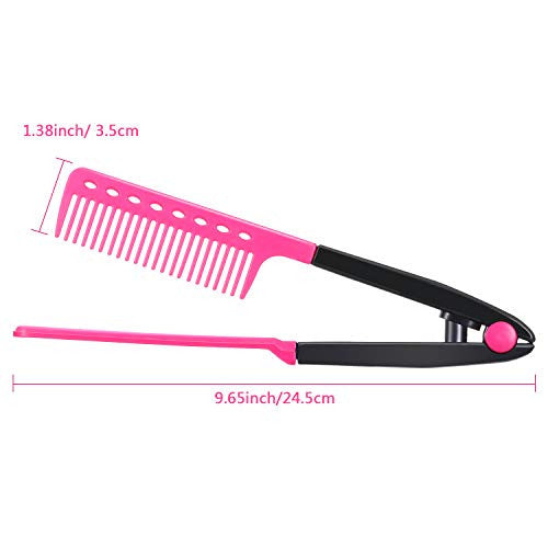 3 Pieces Hair Straightening Comb Salon Hair Brush Hairdressing Styling Hair Straightener V-shaped Straight Comb Straightener Combs for Knotty Hair, 3 Colors