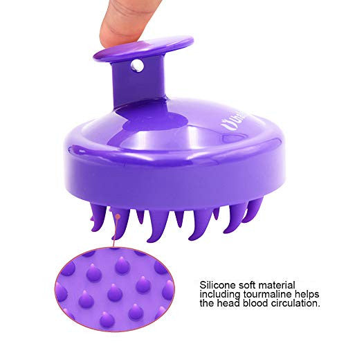 UuhairB 头皮按摩器，干湿洗发刷，手动头皮按摩刷，带柔软硅胶发刷，适用于女士、男士和宠物 - 紫色
