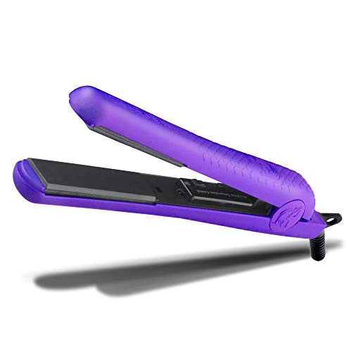 Royale 100% Ceramic Tourmaline Ionic Flat Iron Hair Straightener | 2 in 1 hair straightener and curler | Single Pass Floating Plates | Ion Tech Anti-Static & Anti-Frizz (1.25" Purple Soft Touch)