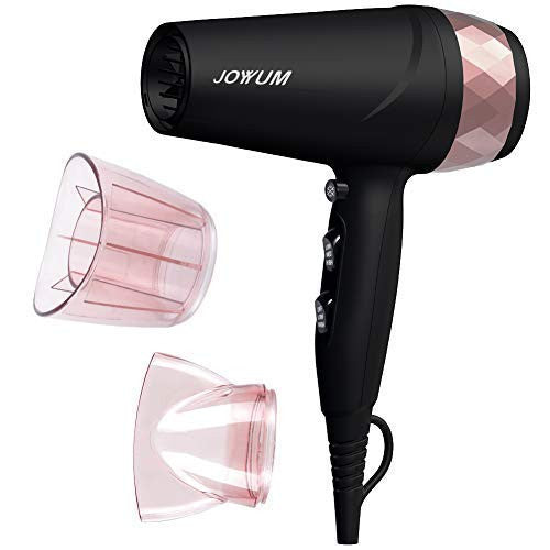 JOYYUM 1875W Professional Hair Dryer with Concentrator Negative Ionic Conditioning - Powerful, Lightweight, Fast Blow Dryer with Cool Shot, 2 Speed and 3 Heating, Black and Rose Gold