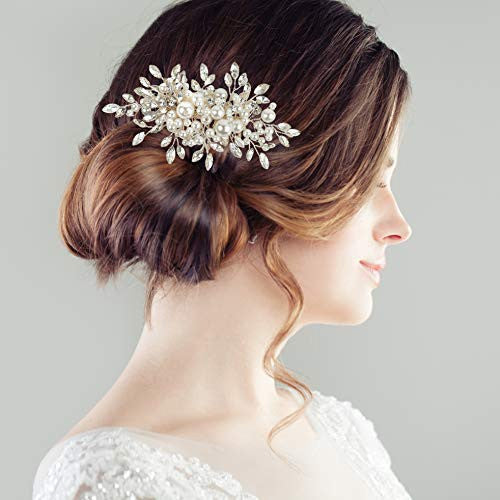 Pivoines et dentelle Peigne à cheveux de mariée élégant | Casque de mariage | Accessoires à pince à épingle avec strass en cristal et perles pour femmes