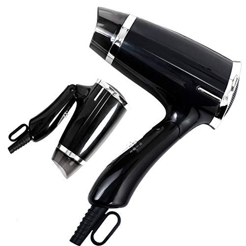 Folding Hair Dryer Compact Blow Dryer Portable Professional Hair Dryer Negative Ionic Low Noise Hair Dryer 3 Heat Settings Lightweight Mini 8x7inch Hair Dryer for Men and Women