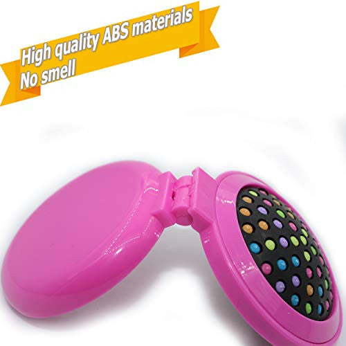 Mini Travel Makeup Hair Brushes Folding Hair Brush Gifts for Women Pocket Wet Magic Round Hair Comb Mirror (Pink)