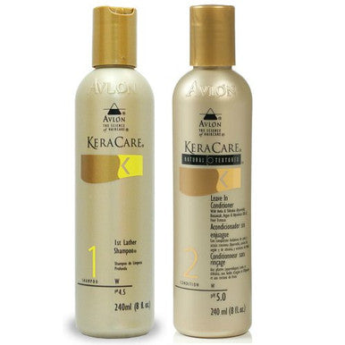 Avlon Keracare 1st Lather Shampoo 8oz + Natural Textures Leave in Conditioner 8oz by Avlon