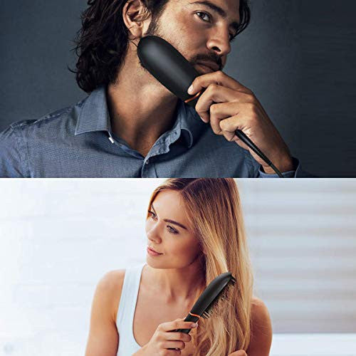 Brosse à lisser les cheveux, lisseur à barbe pour hommes, brosse à lisser anti-brûlure avec chauffage rapide, peigne à brosse portable pour la maison ou les voyages
