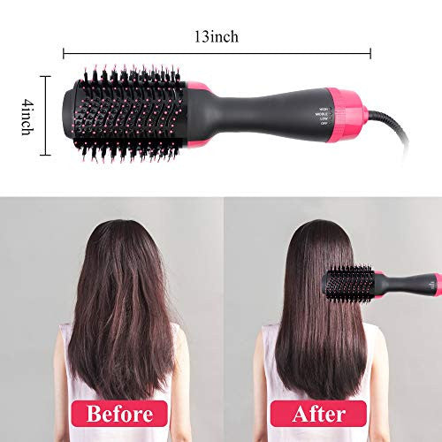 Vech Hair Dryer Brush and Hot Air Brush, Air Hair Brush 4 in 1 Electric One Step Hair Dryer Volumizer with Negative Ion Curling Dryer Brush Style, Hair Straightening Brush, Rotating Blow Dryer Brush