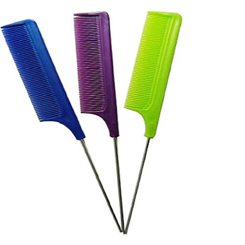 UrbHome 8.8Inch Rat Tail Comb Styling Set Great for All Hair Types Hair Stylists"Assorted Colors" (3 Pack)