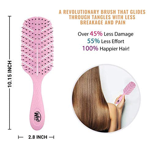 Wet Brush Go Green Brosse à cheveux démêlante avec poils doux IntelliFlex, démêlante pour tous les types de cheveux – (rose pâle)